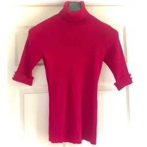 Magenta Elbow Sleeve Turtleneck